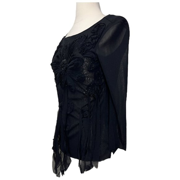 Black top with large black flower - Picture 2 of 6